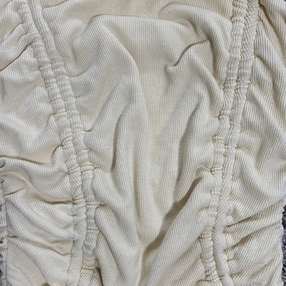 Stella Laguna Beach Yellow Ribbed Ruched Drawstring Tank Top Size Small - Picture 3 of 5